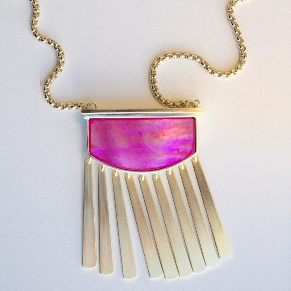 Kendra Scott long Reversible necklace NWTpink/gold - Picture 5 of 8